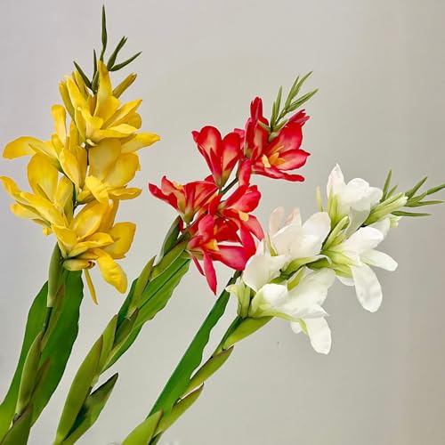 2Pcs 42.5" Artificial Canna Lily Flowers Fake Tropical Canna Plants Yellow (Yellow)