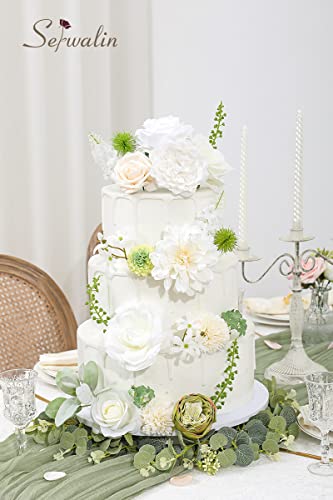 White Artificial Flowers Combo (Blooming White Green / 1 Box)