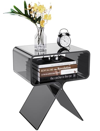 Acrylic Nightstand Bedside Side Table (Black)