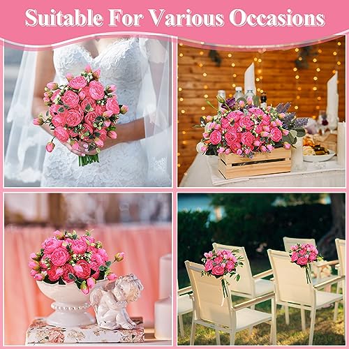 24 Bundles Artificial Peonies Flowers (Hot Pink)
