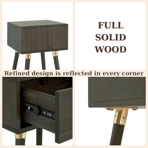 Caden Solid Wood Nightstand (Caden Nightstand / Nightstand / Mocha)