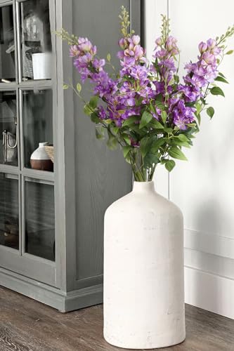 Purple Delphinium Artificial Flowers 29.5" with Clematis Greenery 8PCS Long Stem Flowers for Tall Vase Purple Silk Flowers for Faux Flowers Arrangement Home Party Wedding Decor (Purple)