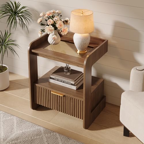 Fluted Nightstands Set of 2 (Walnut)