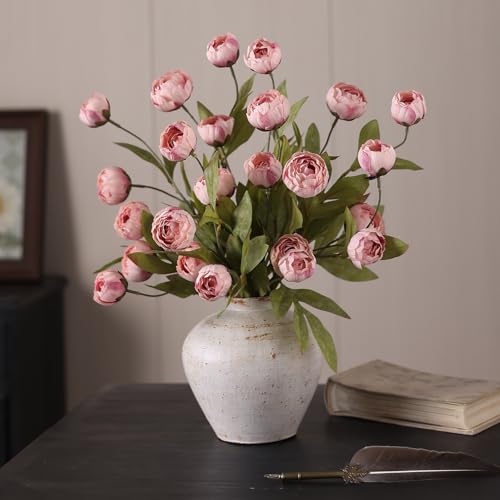6 Pcs 27" Faux Silk Peony Artificial Flowers Stems for Vase (Blush Pink)