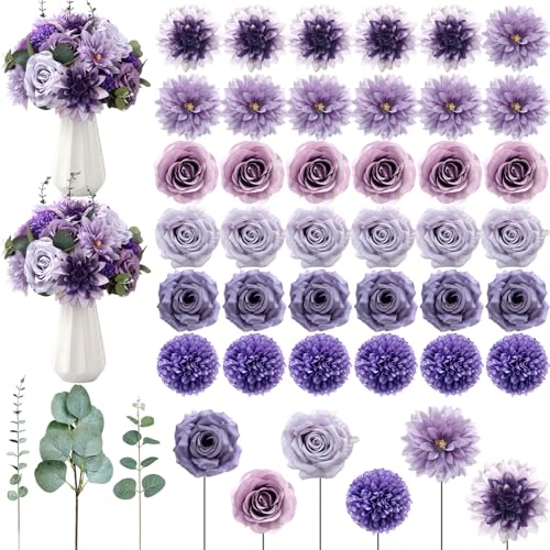98pcs Artificial Flowers with Stems (Purple Color)