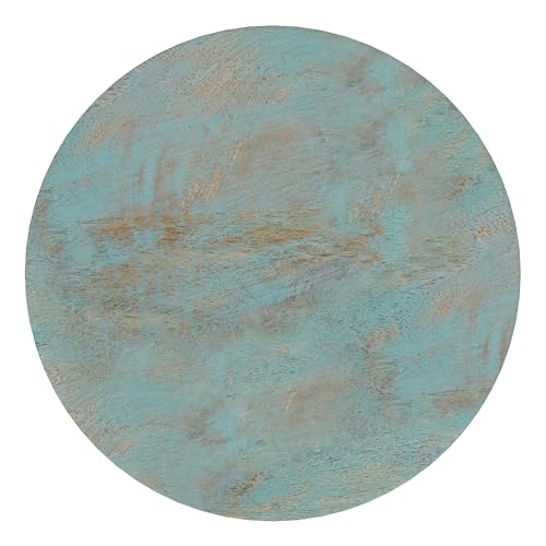 Boyd 13" Wide Solid Wood Round End Table in Teal Wash (Teal Wash / 13 inch)