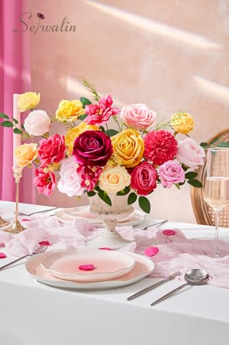 Hot Pink Yellow Artificial Flowers (Hot Pink and Yellow / 1 Box)