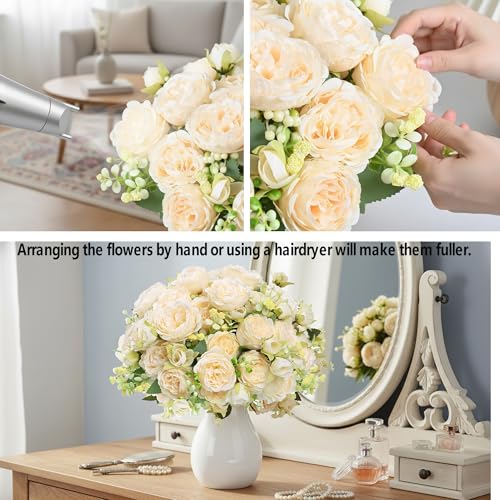 12pcs Peonies Artificial Flowers Bouquet (Champagne)