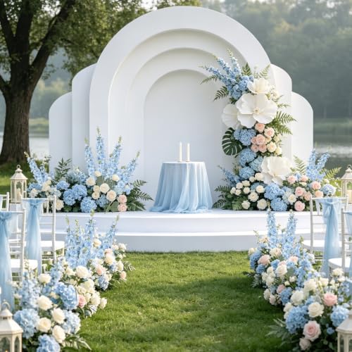 16Pcs Light Blue Delphinium Artificial Flower 33.5'' Long Stem Blue Flowers (Light Blue)
