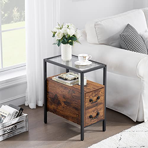 End Tables 24" Height Narrow Nightstands (Vintage Brown / Set of 2)