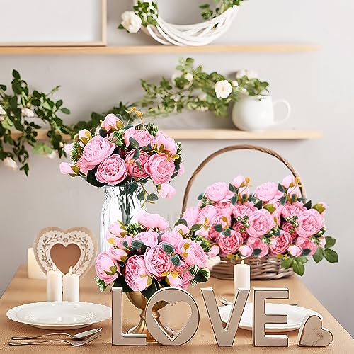 24 Bundles Artificial Peonies Flowers (Light Pink)
