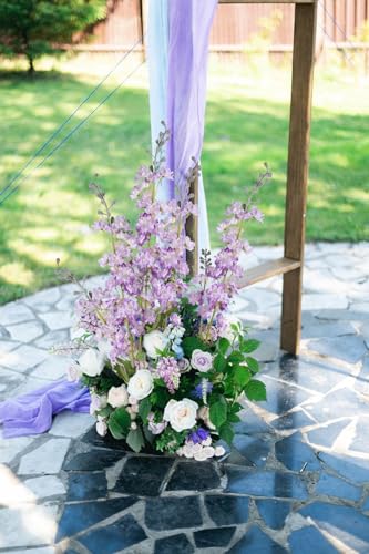 Purple Fake Flowers 9pcs Delphinium Artificial Flowers with Clematis Greenery Stems 33.5" Bluebonnet Flowers Larkspur Snapdragon Tall Fake Flowers for Home Bridal Shower Party Decor (Purple)