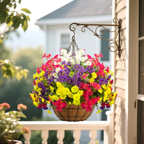 16 Bundles UV Resistant Artificial Morning Glory Flowers (Mix(white,yelow,,purple, Rose Red))