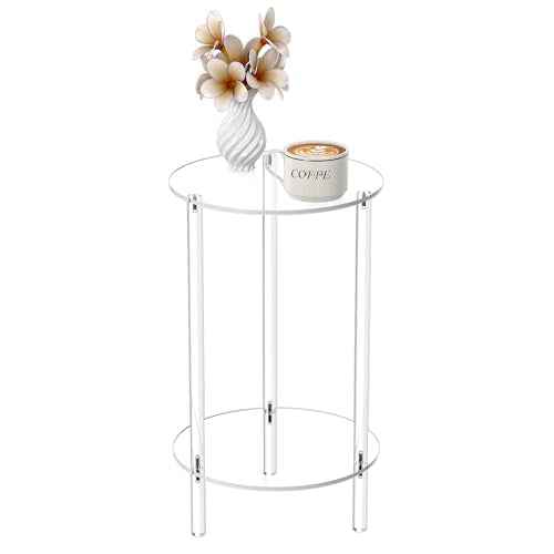 2 Tier Acrylic Side Table for Small Spaces