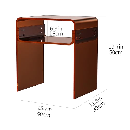 Clear Acrylic End Table 2 (Dark Brown)