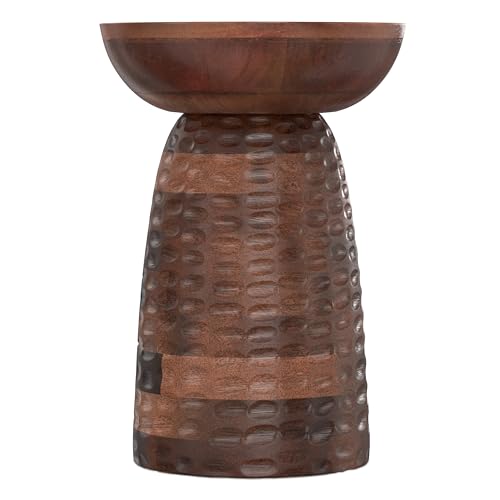 Boyd 13" Wide Solid Wood Round End Table in Warm Dark Brown (Warm Dark Brown / 13 inch)