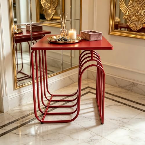 Red Curved Metal Side Table