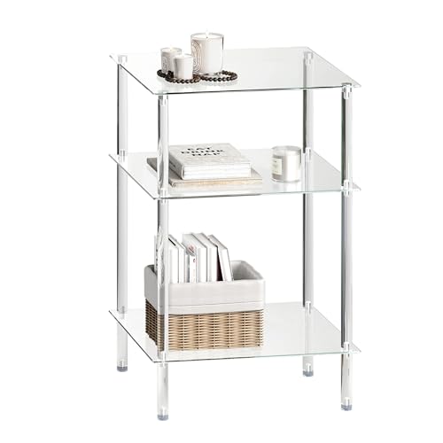 Tempered Glass Side Table (Transparent / 3 tier High)