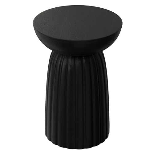 Boyd 13" Wide Solid Wood Round End Table in Black (Black / 13 inch)