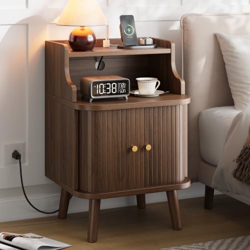 Mid Century Modern Nightstand (Walnut / 1 PACK)