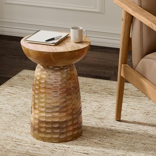 Boyd 13" Wide Solid Wood Round End Table in Natural (Natural / 13 inch)