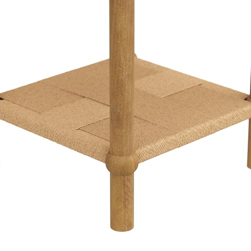 River Modern Coastal Side Table with Solid Wood Legs and Seagrass Storage Shelf (Light Brown/Seagrass / Single)