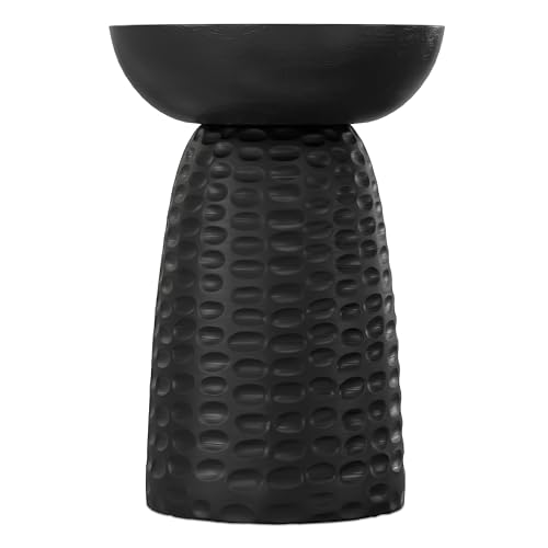 Boyd 13" Wide Solid Wood Round End Table in Black (Black / 13 inch)