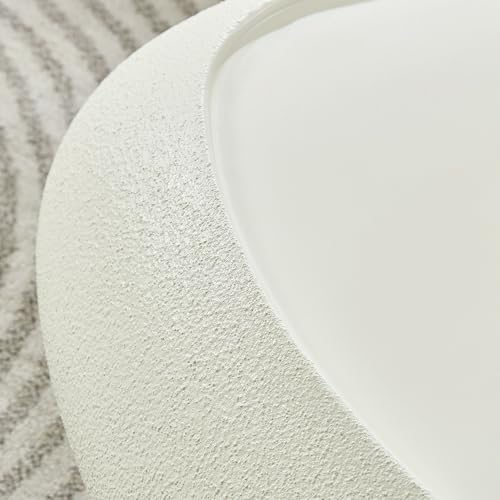 47" Fiberglass Oval Matte Coffee Table with Faux Matte Rocks Design (White / 47"(Oval))