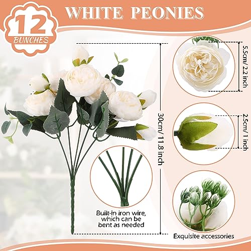 24 Bundles Artificial Peonies Flowers (Orange, White)