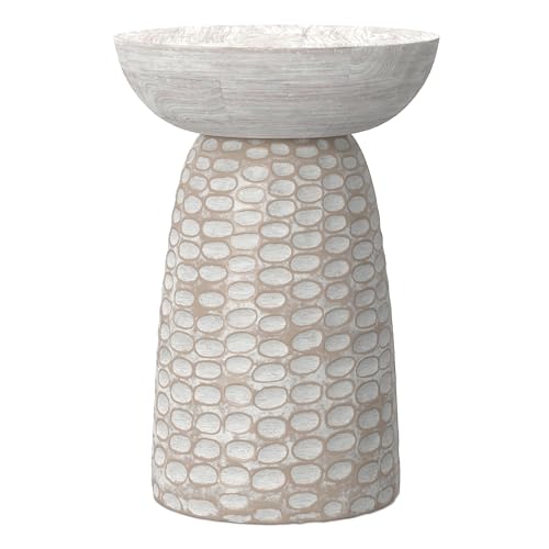 Boyd 13" Wide Solid Wood Round End Table in White Wash (White Wash / 13 inch)