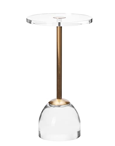 12‘’Clear Acrylic Side Table for Office (Brushed Brass +Clear)