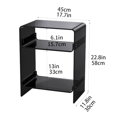 Acrylic Record Player Table with Storage Shelf (Black / Large)