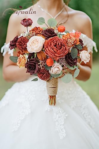 Burgundy Orange Artificial Fall Flowers (Aria Orange Burgundy / 1 Box)