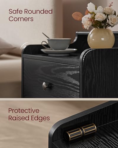 Nightstands Set of 2 (Ebony Black / 15.7"D x 19.7"W x 27.4"H-Mid-Century)