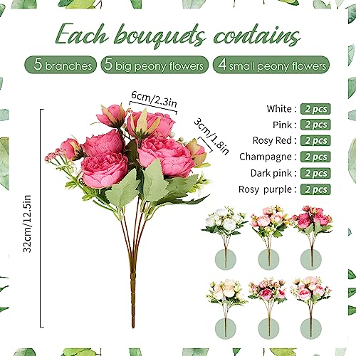 Artificial Peonies Flowers (Multicolored)