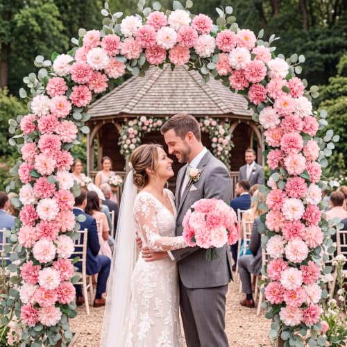100pcs Multi Pink Artificial Dahlia Flowers with Stem (Multi-pink)