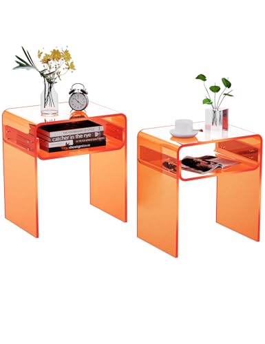 Clear Acrylic End Table 2 (Orange Double)