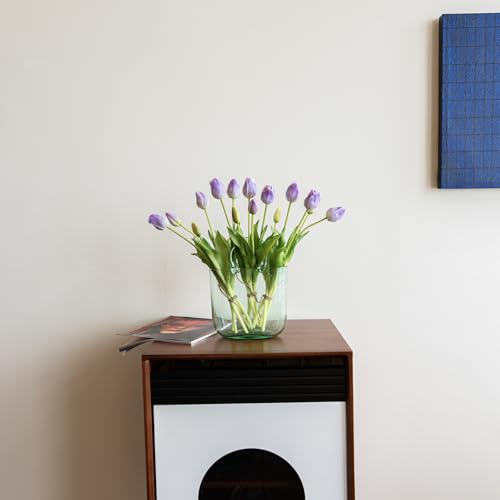15pcs Artificial Tulips Flowers (15pcs Lavender (No Vase))