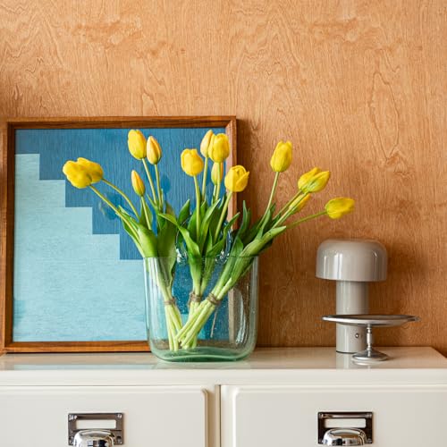 15pcs Artificial Tulips Flowers (15pcs Yellow (No Vase))
