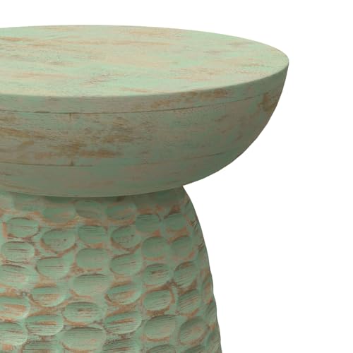 Boyd 13" Wide Solid Wood Round End Table in Green Wash (Green Wash / 13 inch)