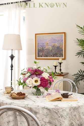 Artificial Flowers Centerpieces in Glass Vase with Fake Water (Fuchsia Plus)
