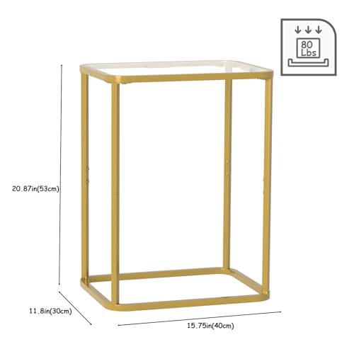 Glass Side Table (Gold / 15.8"x11.8"x20.8" 1 PCS)