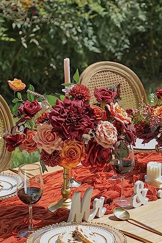 Artificial Fall Flowers (Burgundy Orange / 1 Box)