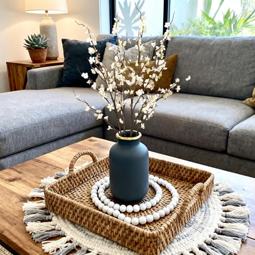 4Pcs Cherry Blossom Branches Artificial Flowers for Spring Summer Indoor Decoration (White)