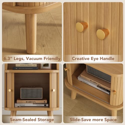Mid Century Modern Nightstand Set of 2 (Oak / 2 PACK)