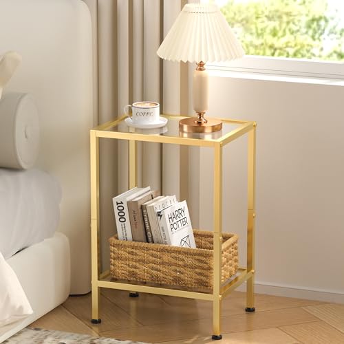 Glass Side Tables Set of 2 (Gold)