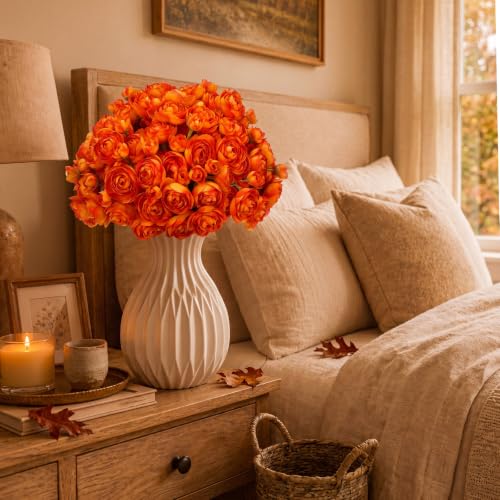 48 Pcs Ranunculus Artificial Flower (Orange)