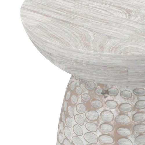 Boyd 16" Wide Solid Wood Round End Table in White Wash (White Wash / 16 inch)