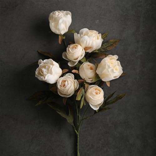 Faux Silk Peony Artificial Flowers Stem for Vase (Light)