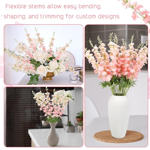 20 Delphinium Artificial Flowers 33.5" Long Stem (Pink)